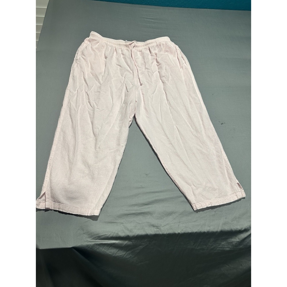 Sea Breeze Light Pink Cotton Pull‎ On Cropped Pants L